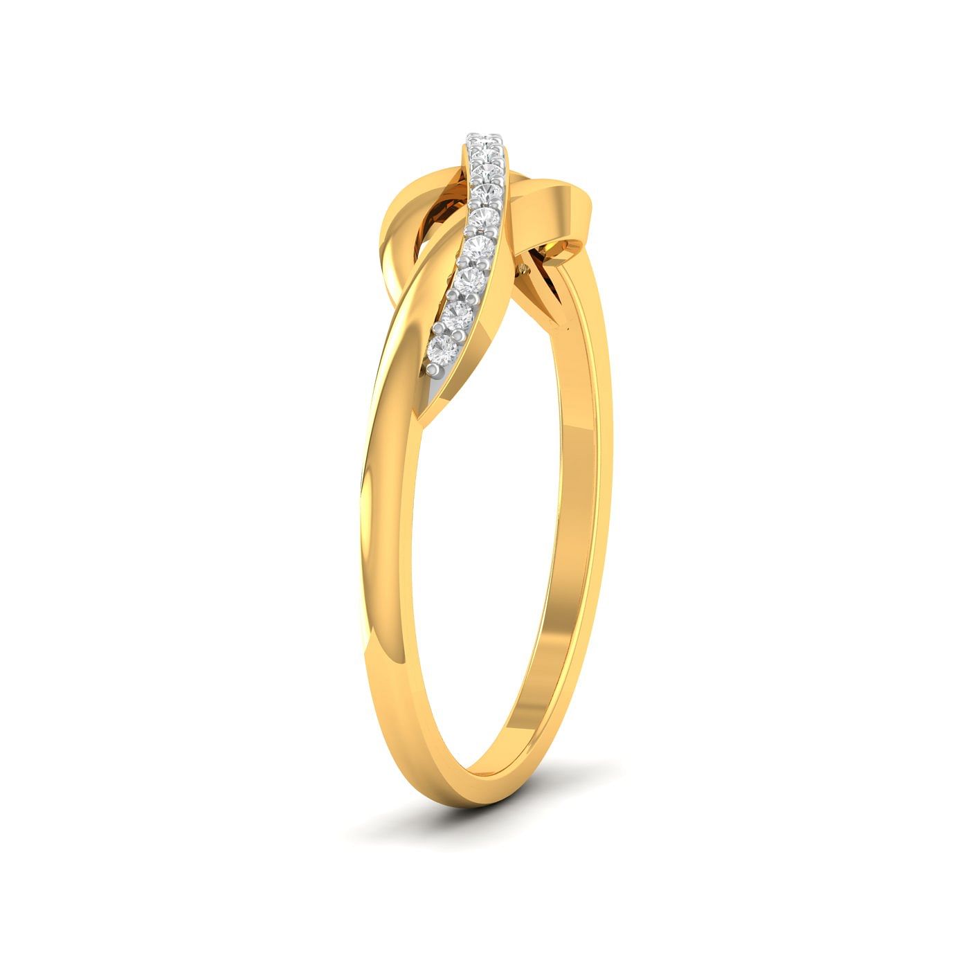 Wavy Diamond Delicate Ring Yellow Gold For Daily Wear Or Gift