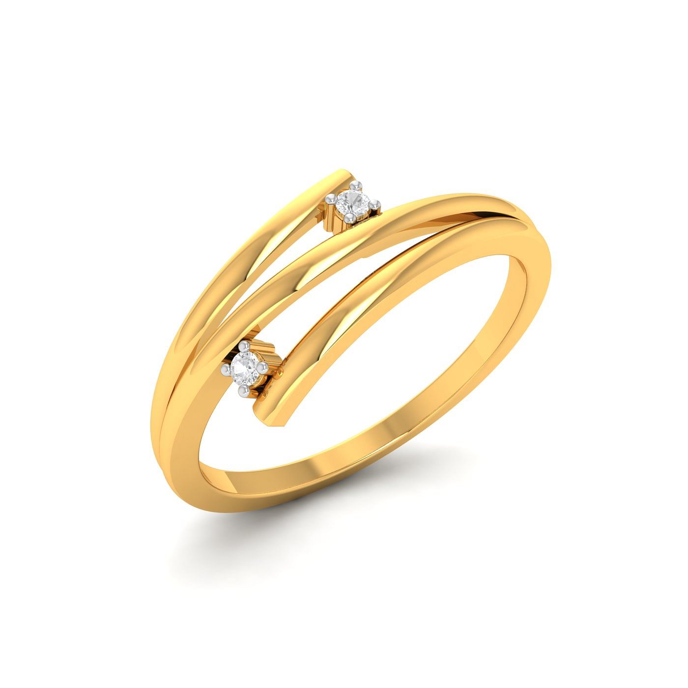 Yellow Gold Two Stone Spring Diamond Ring Two Stone Spring Diamond Ring For Women