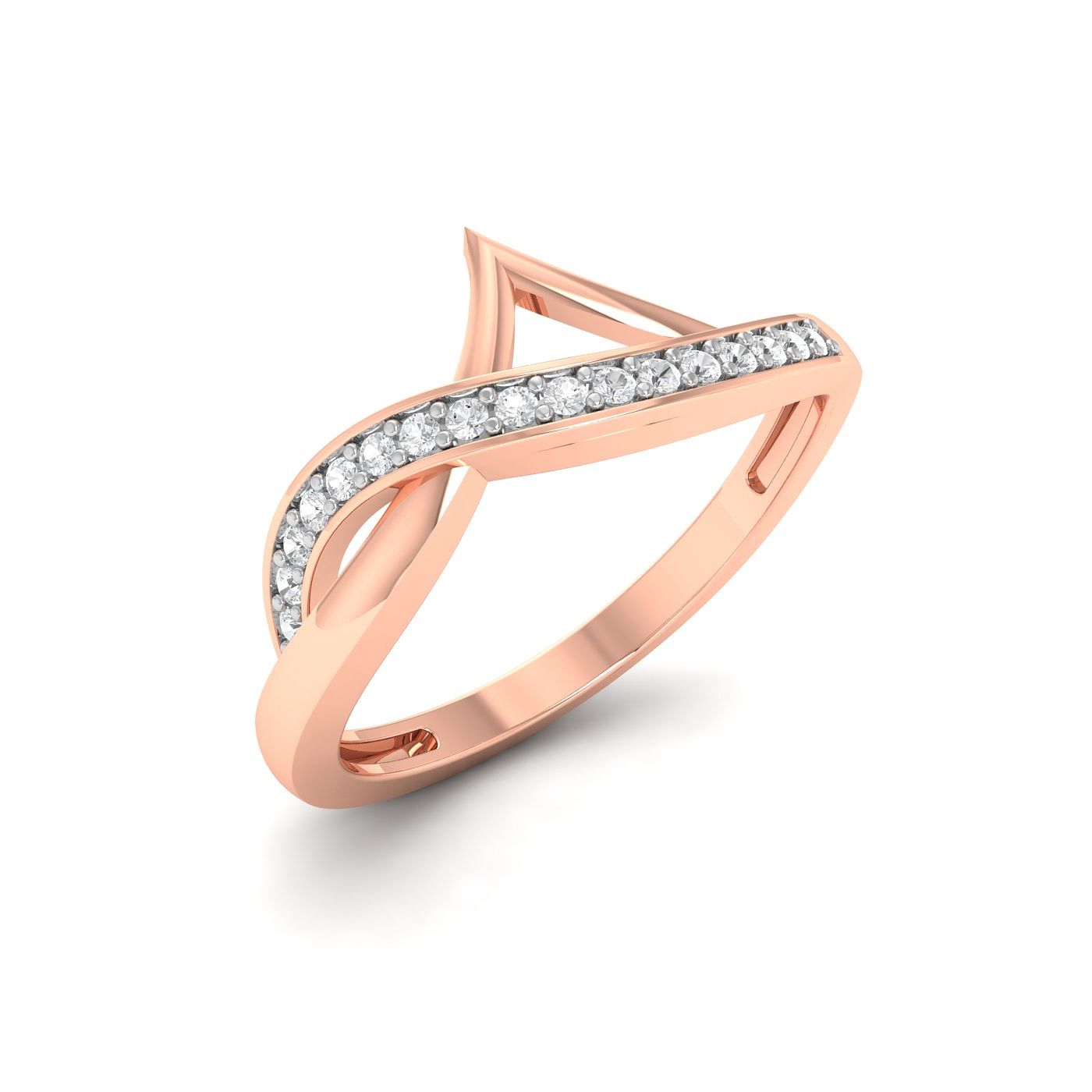 Modern Design Rose Gold Brianna Bell Diamond Ring For Women