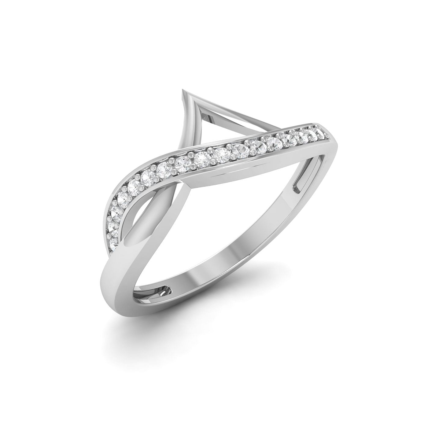Modern Design White Gold Brianna Bell Diamond Ring For Women