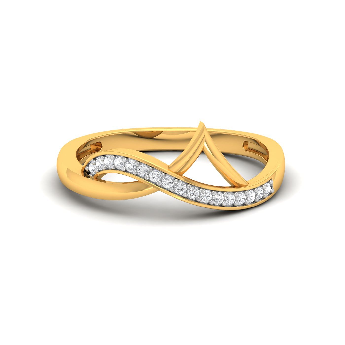 Modern Design Yellow Gold Brianna Bell Diamond Ring For Women