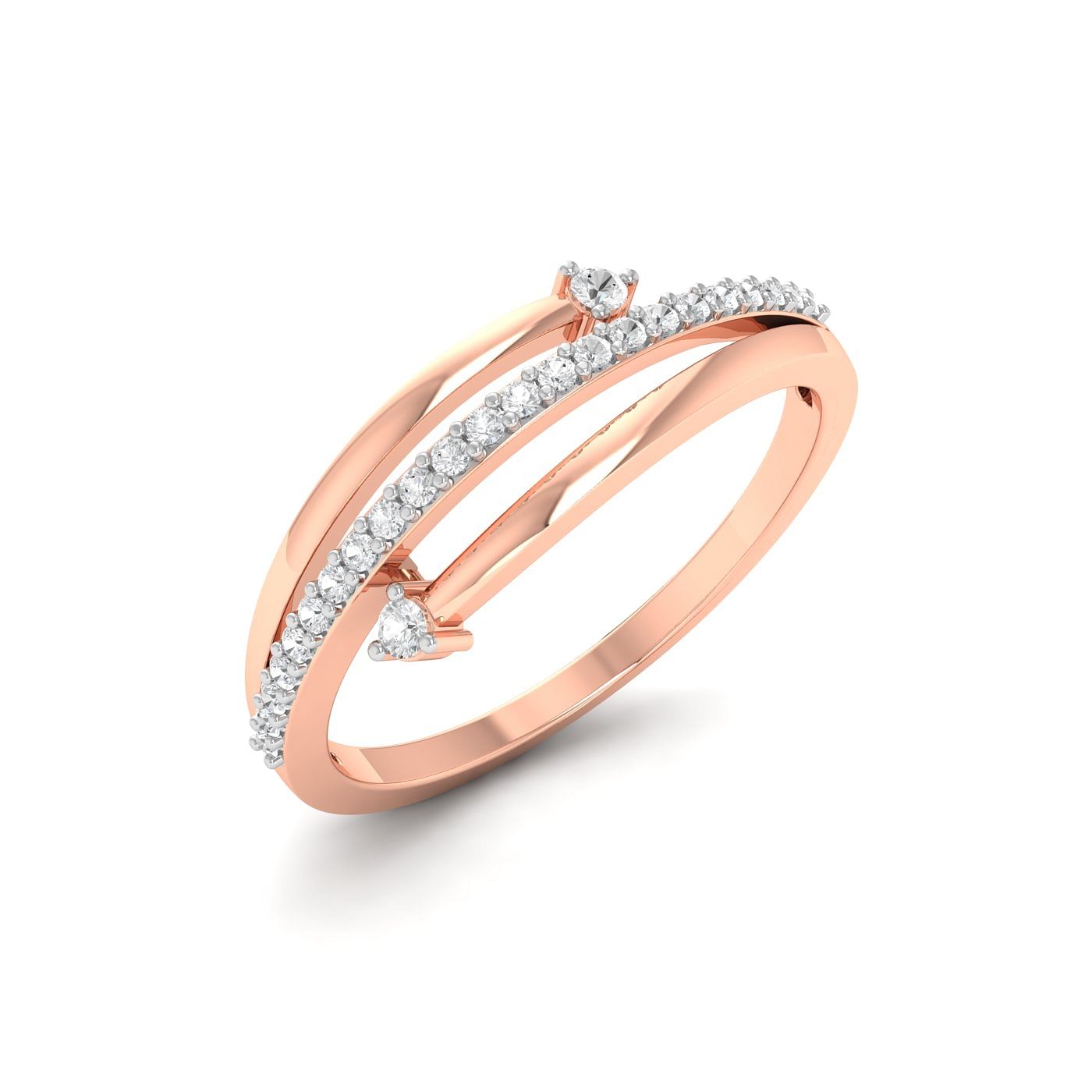 Half Eternity Spring Diamond Ring With Rose Gold For Gift For Her