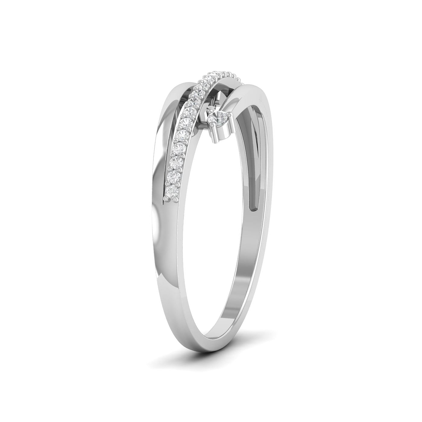 Half Eternity Spring Diamond Ring With White Gold For Gift For Her