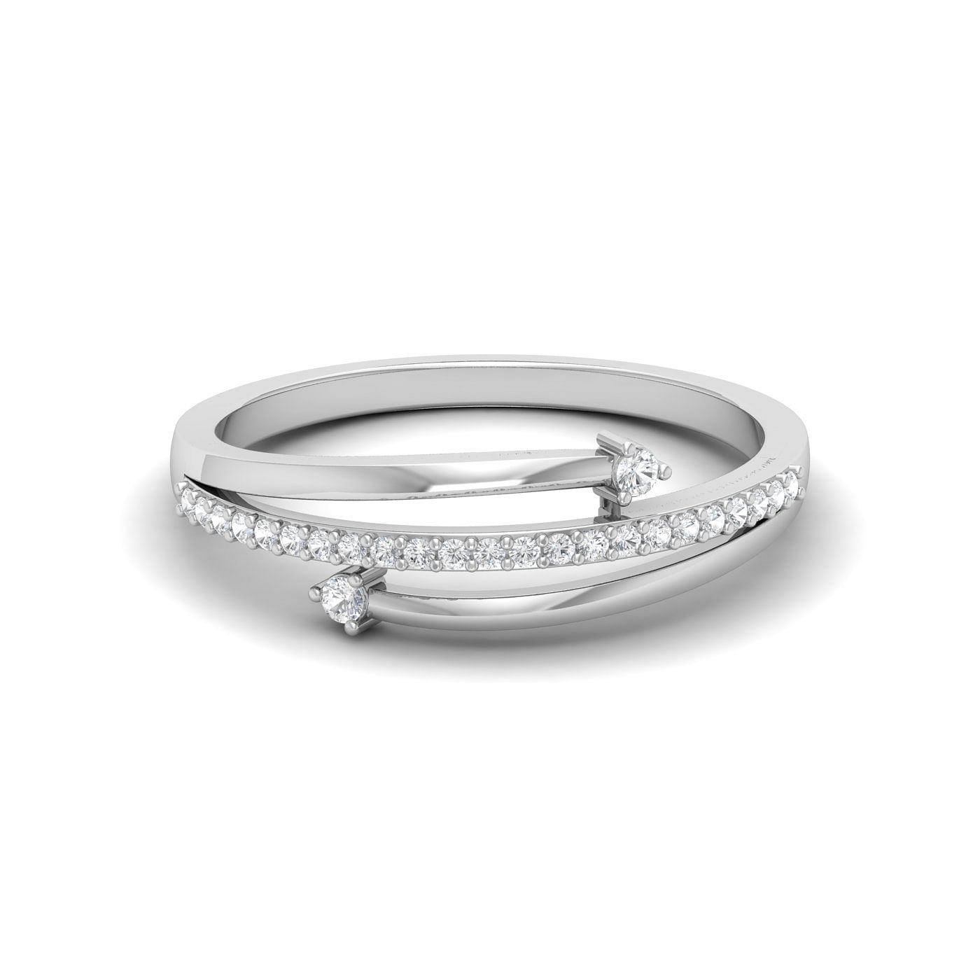 Half Eternity Spring Diamond Ring With White Gold For Gift For Her