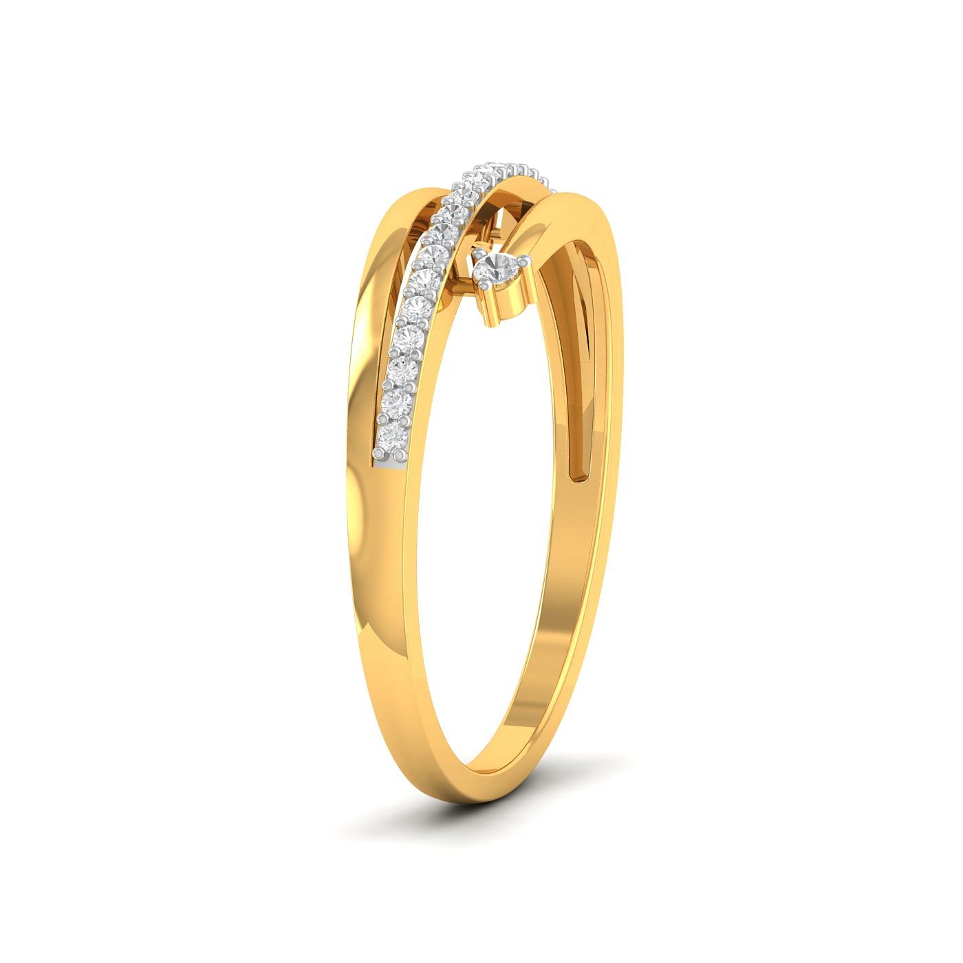 Half Eternity Spring Diamond Ring With Yellow Gold For Gift For Her