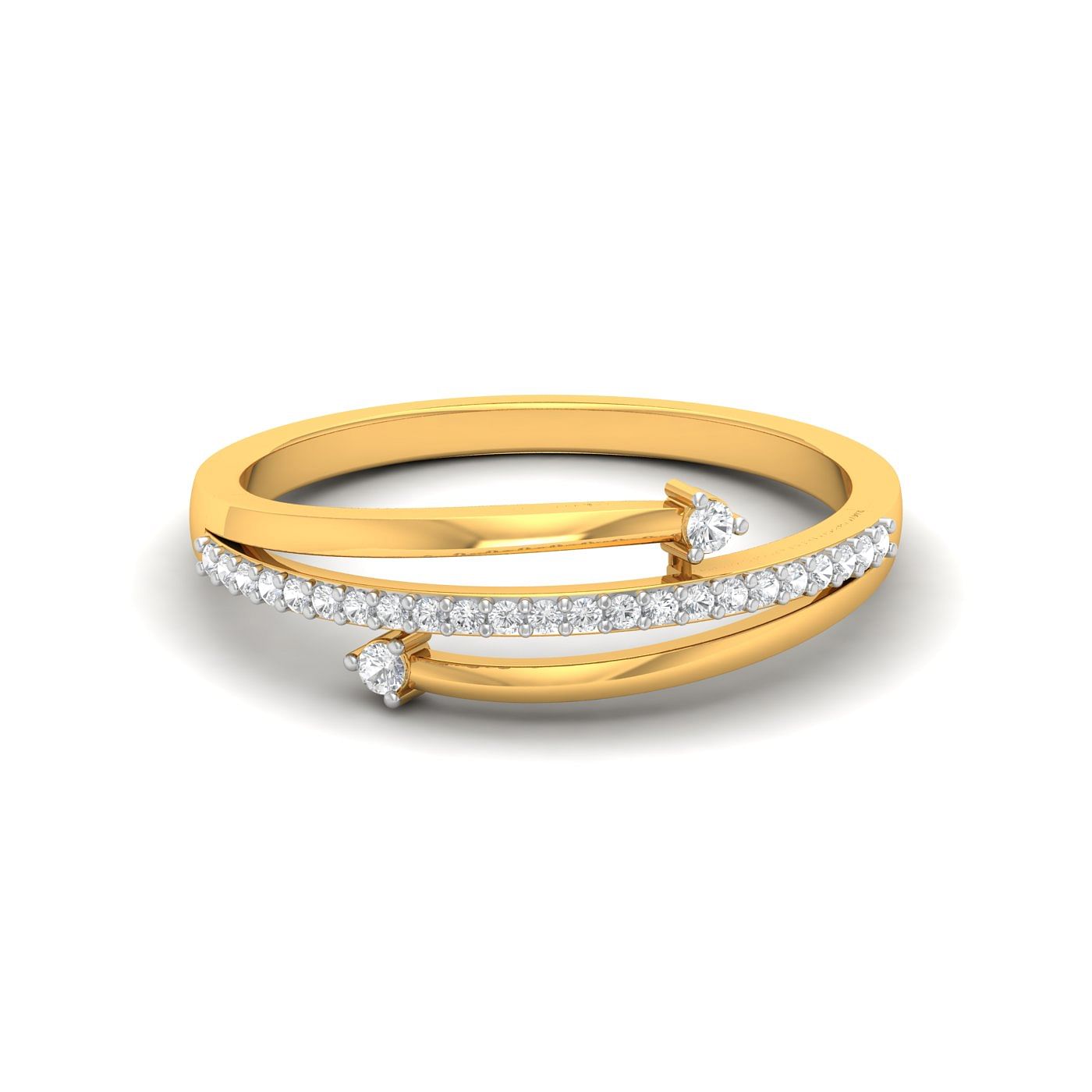 Half Eternity Spring Diamond Ring With Yellow Gold For Gift For Her