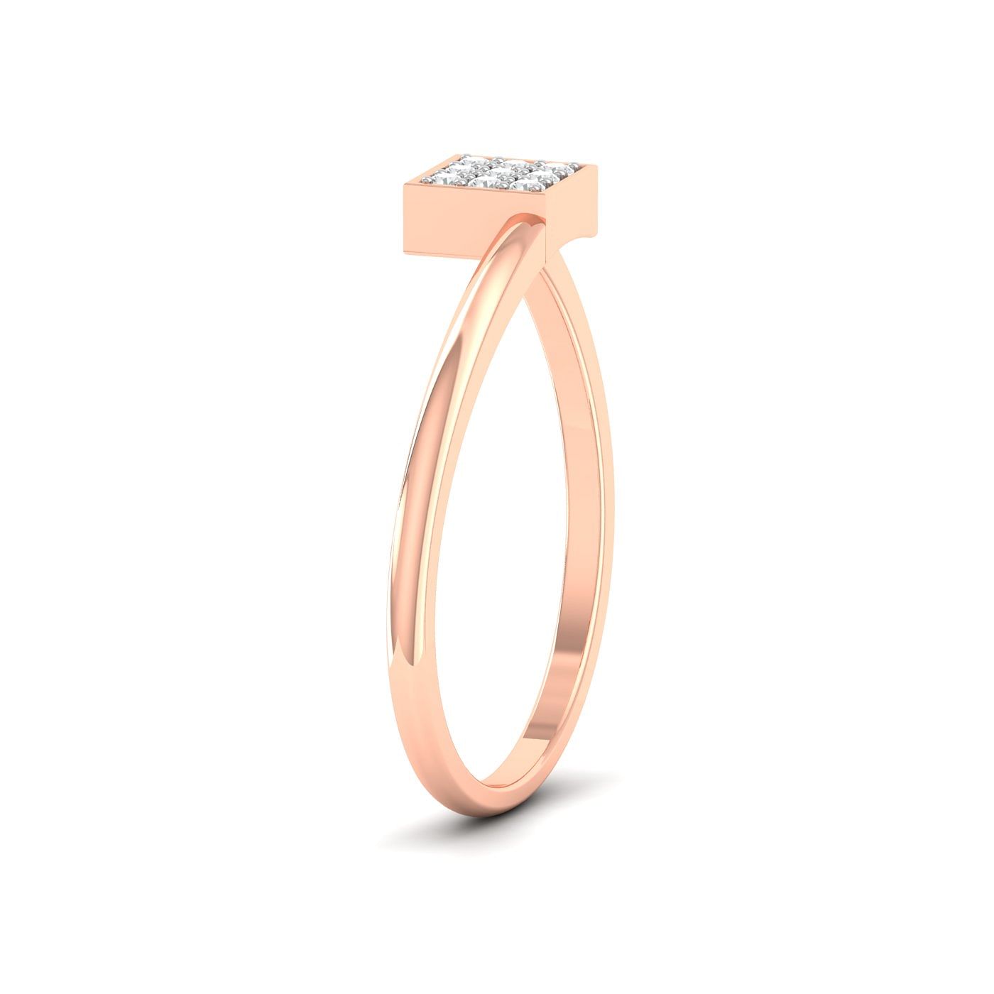 Cube Blocks Diamond Ring Rose Gold Daily Wear For Women