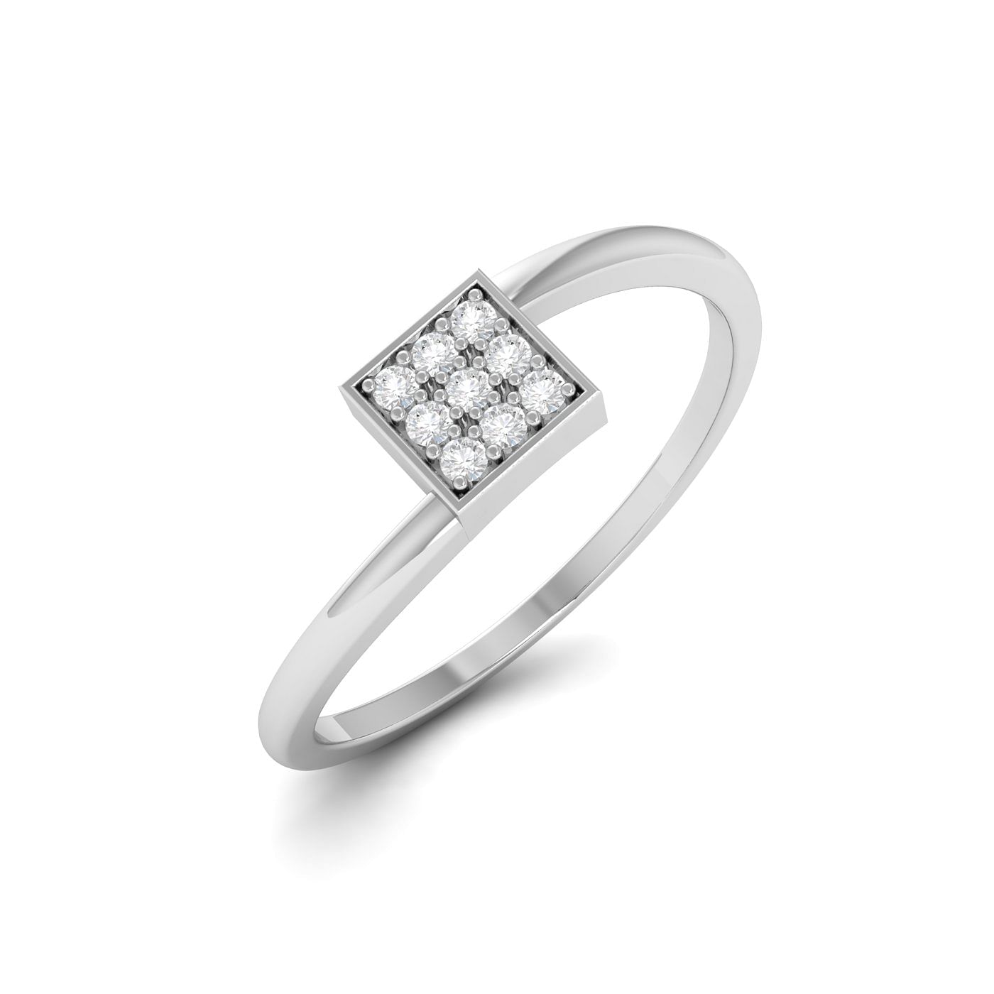 Cube Blocks Diamond Ring White Gold Daily Wear For Women