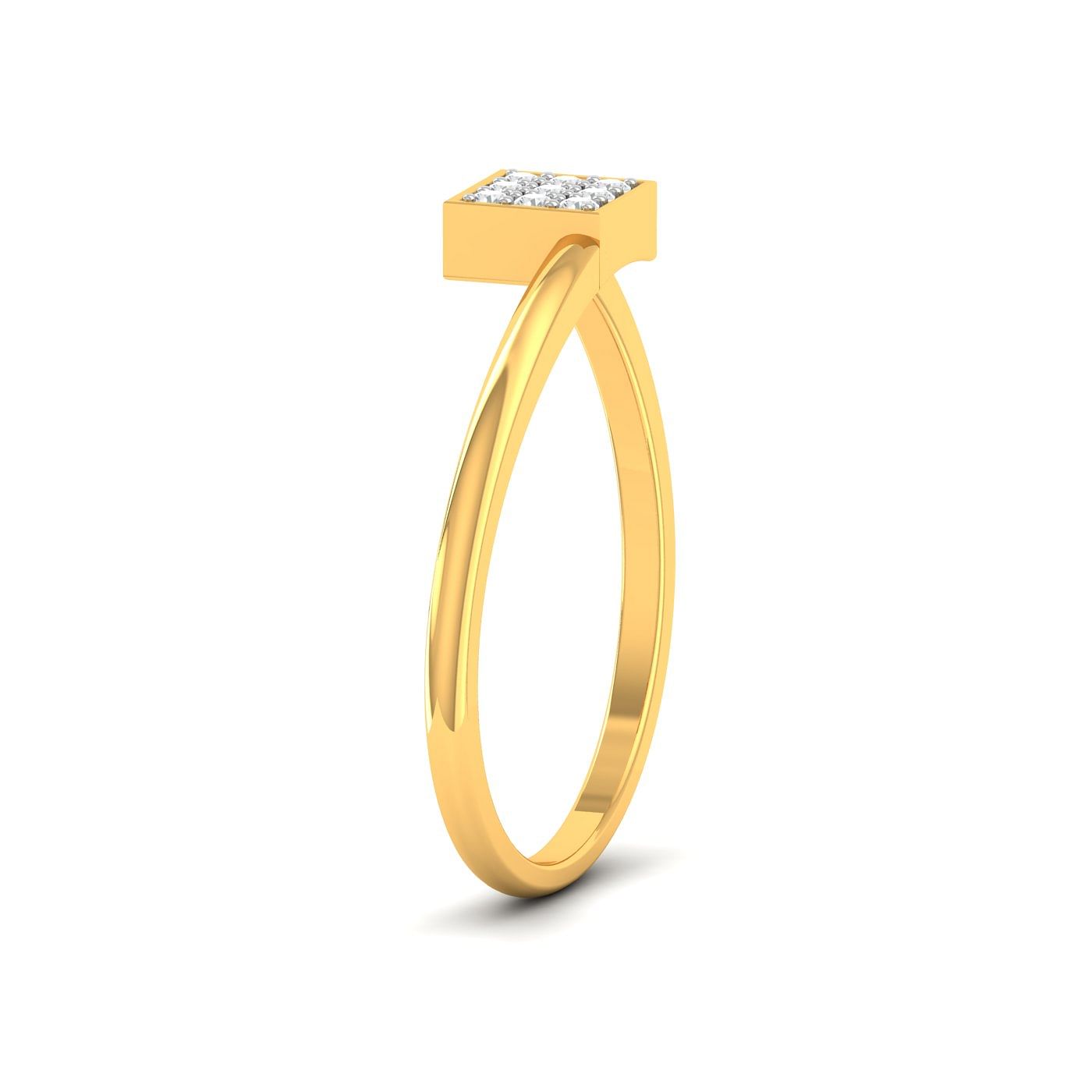 Cube Blocks Diamond Ring Yellow Gold Daily Wear For Women