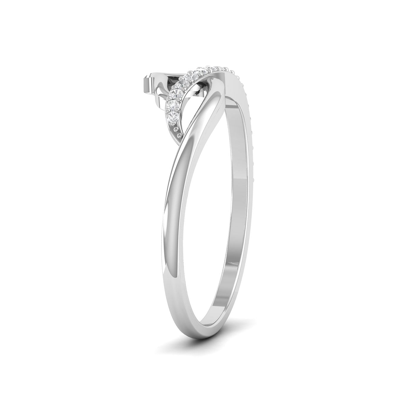 Blätter Shimmer Diamond Ring Light Weight White Gold Ring