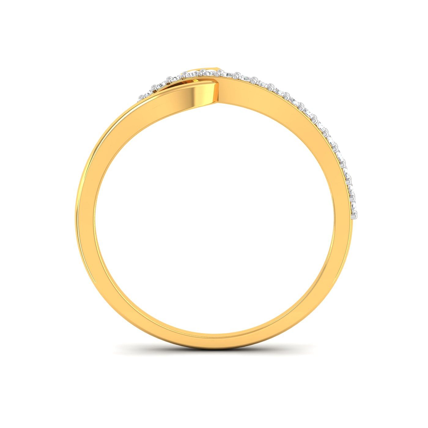 Blätter Shimmer Diamond Ring Light Weight Yellow Gold Ring