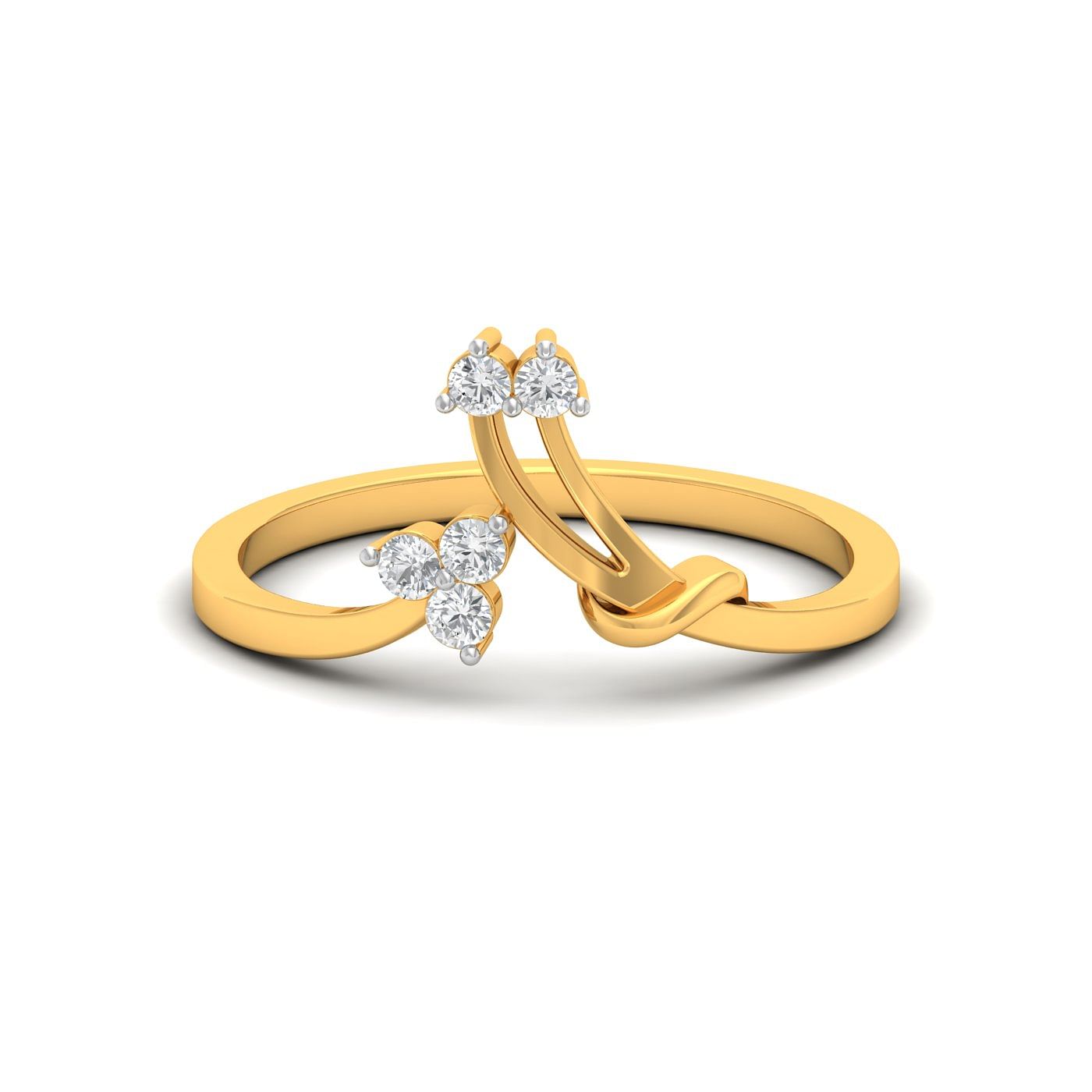 Designer 10k Yellow Gold Bella Vibes Diamond Ring For Her