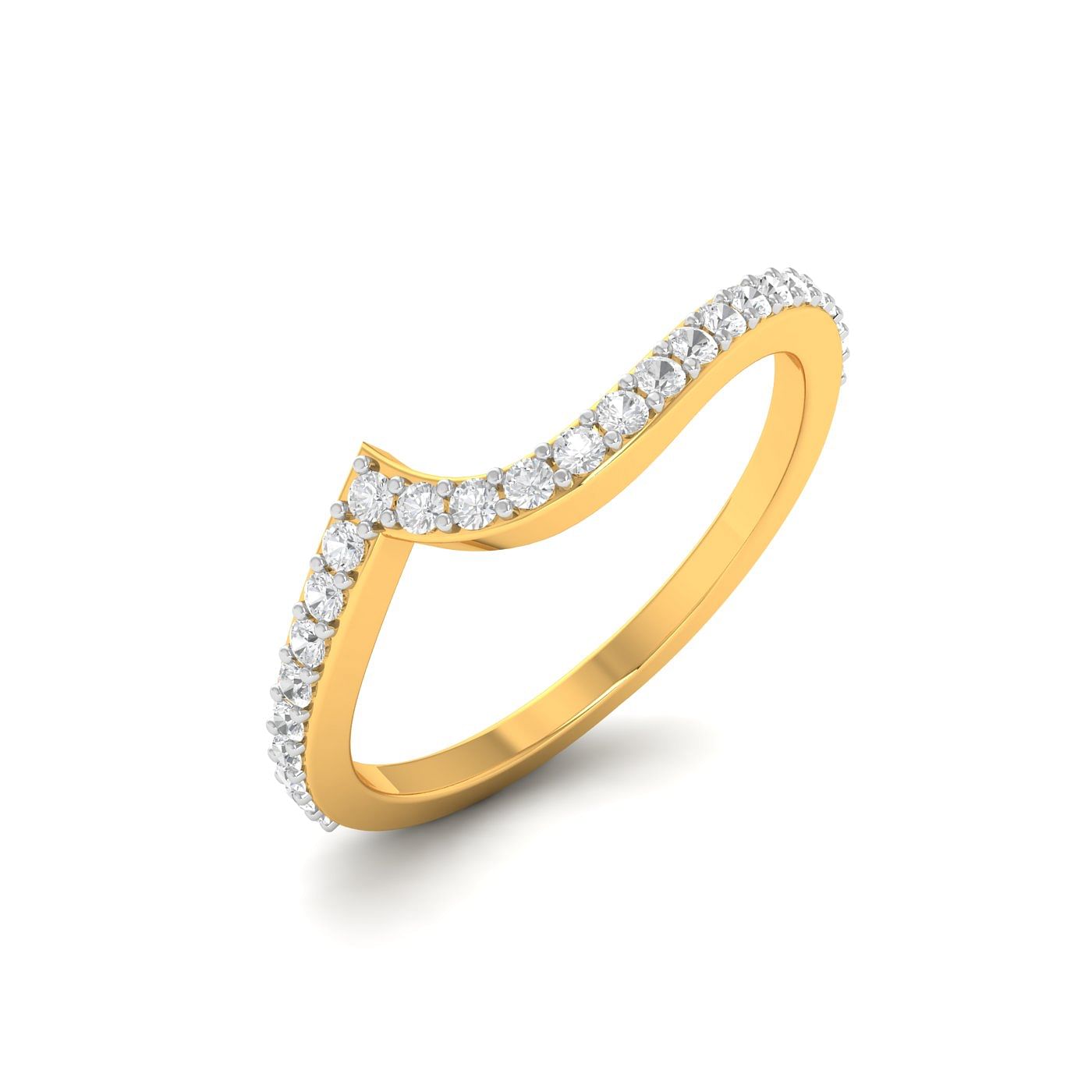 Welle Eternity Half Diamond Ring In Yellow Gold Metal