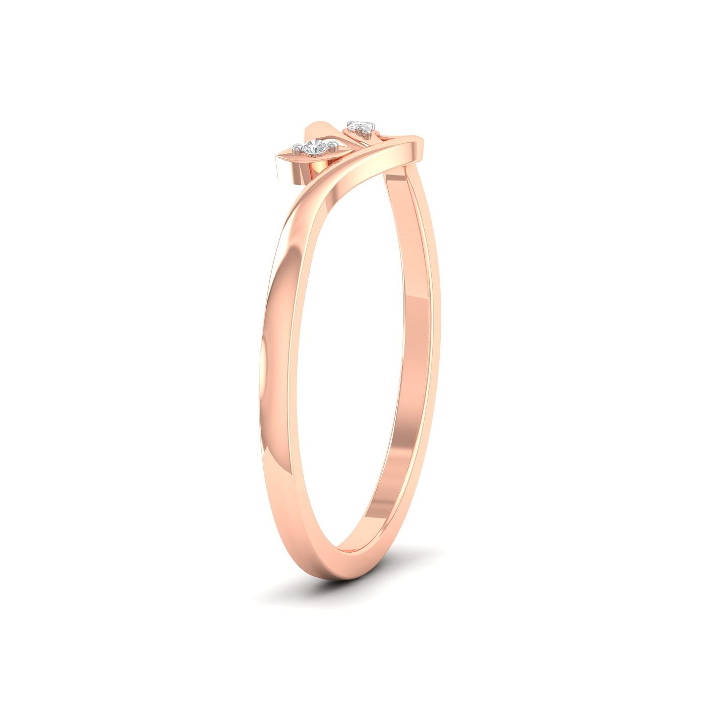 Light weight rose gold Appy Three Stone Diamond Ring for her