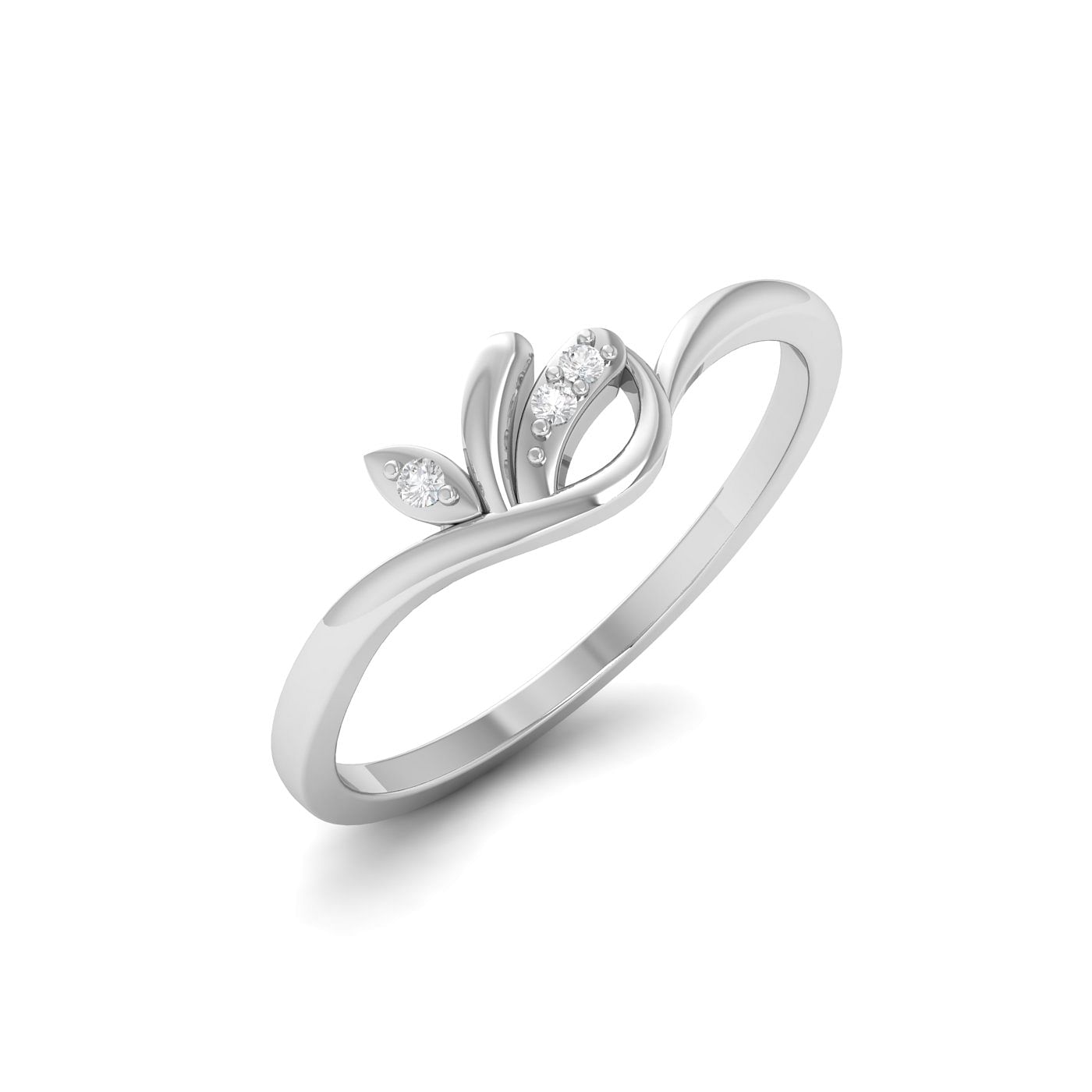 Light weight white gold Appy Three Stone Diamond Ring for her