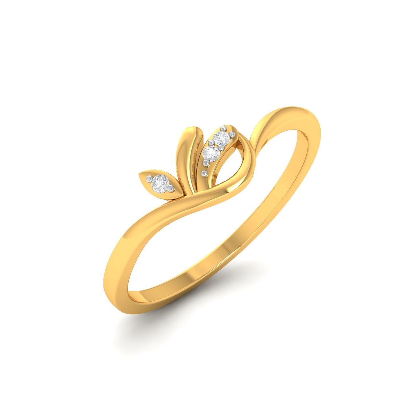 Light weight yellow gold Appy Three Stone Diamond Ring for her